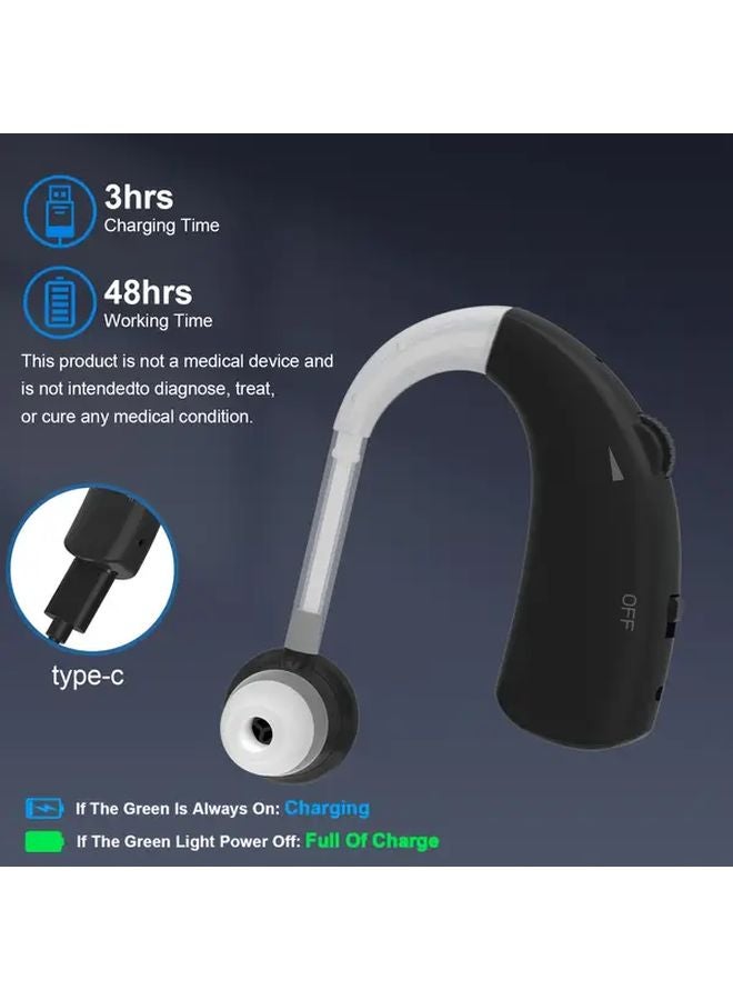 Black Rechargeable Sound Amplifier For Adults With Noise Cancelling And Adjustable Volume - Image 1